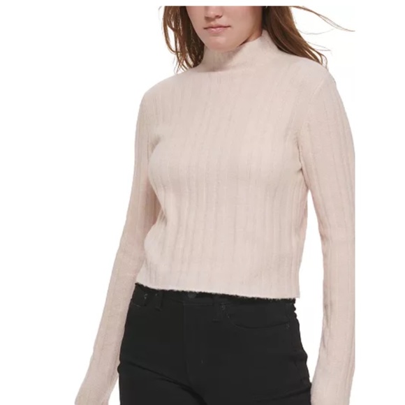 Calvin Klein Cropped Mock Neck Sweater - Picture 1 of 3